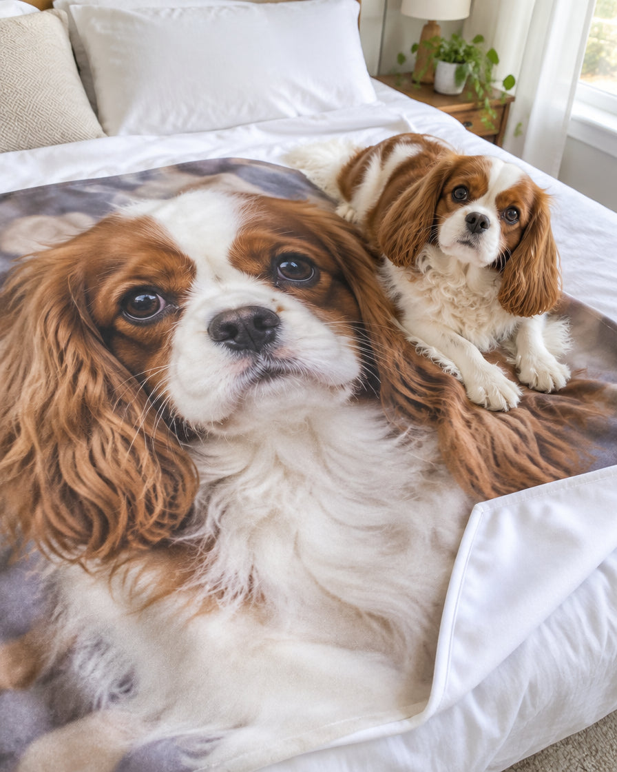 Plaid imprimé avec le portrait d'un chien